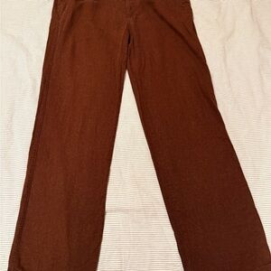 Brown straight -Leg linen Pants